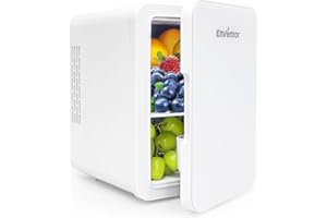 Enventor Mini Frigo 4 Litres, Petit Réfrigérateur Portable, 6 Canettes, Mini Réfrigérateurs Cosmétiques pour Cooler and Warmer, Petit Frigo pour Chambre/Voiture/Voyage/Boissons, Blanc