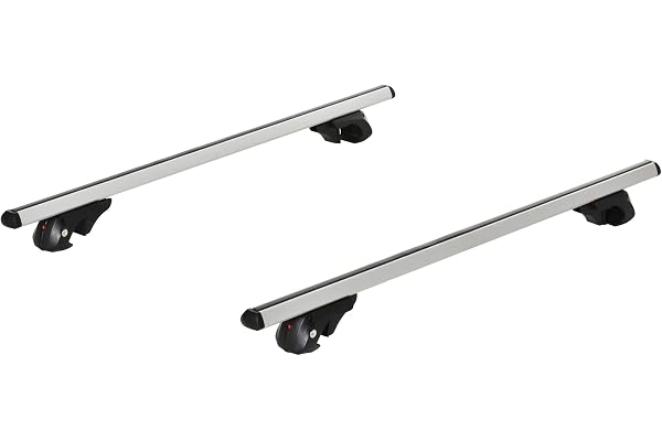 HOMCOM Barres de Toit de Voiture transversales Porte-Bagage verrouillables 2 clés fournies Alliage d'aluminium 123,5 x 5,5 x 7 cm argenté et Noir