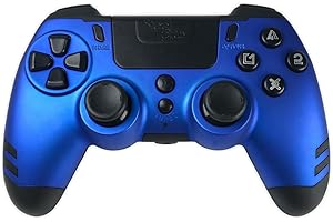 LEXIP Steelplay Slimpack - Manette sans Fil 2,4 GHz, Compatible PS4/PS3/PC, Double Retour de Vibration, 4 palettes arrière programmables, Ergonomique et Confortable - Bleu
