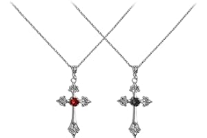 KRYMSON 2 sztuki naszyjników z krzyżem, czerwony biżuteria, akcesoria czarownicy dla kobiet, gotycki krzyż, naszyjnik na imprezę tematyczną, karnawał, 41cm-50cm, stop cynku, Perła