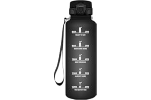 Honeyholly Gourde Sport, 1500ml Étanche & Réutilisable, Bouteille, Motivation avec Filtre Gourde, Bouteille d'eau, Gourdes pour Gym, Adulte, École, Bureau, Yoga, Camping