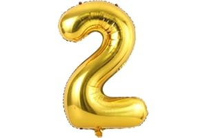 Vthoviwa 40 Zoll/18 Farbens Luftballon Zahlen 2 Golden, Luftballon 2. Geburtstag Foil Ballon, 0123456789,10-19,20-25,30,40,50,60,70,80,90, Party Decoration Helium Unterstützen