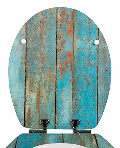 WC-Sitz High Gloss Dekor Treibholz | Toilettensitz | WC-Brille aus Holz | Soft-Close-Absenkautomatik | Klodeckel mit Metall-Scharnier | Fast-Fix-Schnellbefestigung | Toilettendeckel - 5