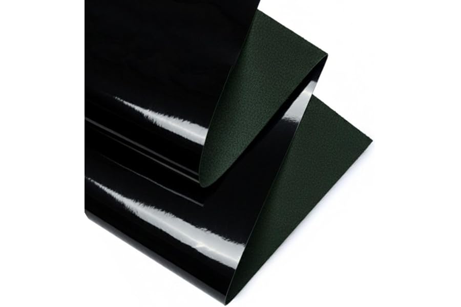 Real Leather Sheets | Full Grain Tooling Leather | 1.3-1.5mm Thick | Cowhide Leather Sheet for Leathercrafts, Repairing and Home Decor by Kozmo (Shiny Black - Patent Finish, 6" X 12")