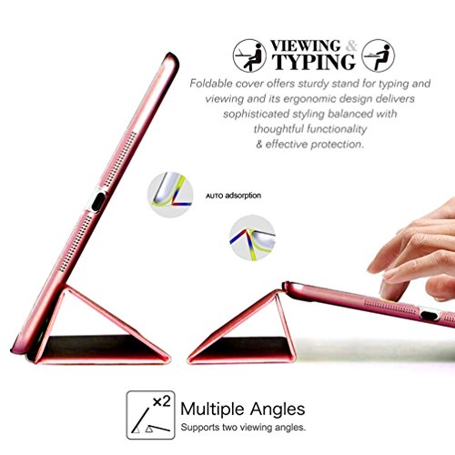 iPad mini Hülle, Toeoe iPad mini 1 2 3 Auto Aufwachen / Schlaf Funktion Schutzhülle mit Lichtdurchlässig Rückseite Abdeckung und Eingebautem Magnet für iPad mini 3/2/1 (Rot) - 3