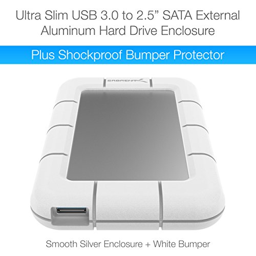 Sabrent Festplatten – Zubehör – Rahmen USB 3.0 SSD / 2,5-Zoll-SATA Externe stoßfest Aluminium Festplattengehäuse [Unterstützt UASP SATA III] Weiß / Silber (EC-UM3W) - 3