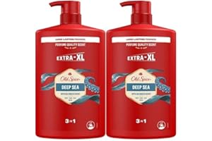 Old Spice Deep Sea Gel De Ducha Y Champú Para Hombres 2x1000ml, Gel Para Cara, Cuerpo Y Pelo 3 En 1 Multiusos, Frescura Duradera, Fragancia Excepcional, Limpieza Profunda