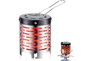 Nicoone Mini Camping Stove,Portable Stainless Steel Camping Stove Heater with Handle,Portable Tent Heater Adaptor for Outdoor Camping Hiking