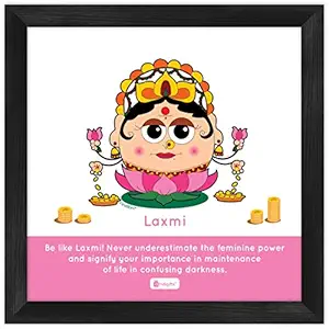 Indigifts Diwali Gift Wall Decor - Be Like Laxmi Printed Pink Poster Frame 6X6 Inches - Diwali Decorations Items, Religious Gift Items, Housewarming Gift, Laxmi Frame Small