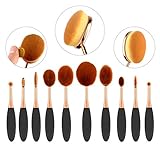 Nestling®10 Pieces Professional Oval Makeup Brush Set Foundation Concealer Blending Blush Liquid Powder Cream Cosmetics Brushes,Toothbrush Curve Makeup Tools for Face and Eyes
