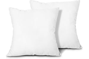 Edow Throw Pillow Inserts, Set of 2 Lightweight Down Alternative Polyester Pillow, Couch Cushion, Sham Stuffer, Machine Washable. (White, 18x18) @ M&A STYLES LTD