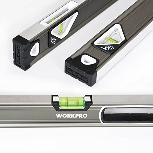 WORKPRO 4-teiliges Wasserwaage Set mit Tragetasche, Torpedo, Leichtmetall Wasserwaage, Maßband mit Tragetasche - 5