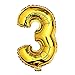 Produktbild Glanzzeit 80cm Golden Luftballons Buchstaben A zu Z Zahlen 0 zu 9 Geburtstag Jubiläum Hochzeit Babyparty Deko Ballons (Zahl 3)