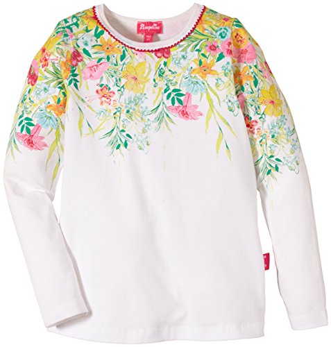Pampolina Baby-Girls 1/1 Sleeves Floral Long Sleeve T-Shirt, White (Bright White/White), 9-12 Months (Manufacturer Size:74)