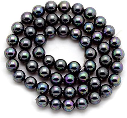 Thread of Beads 6 mm Mother-Of-Pearl Black 40 cm