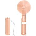 Jsdoin Hand Held Fan, USB Rechargeable Portable Handheld Fan with 3 Speeds Mini Pocket Fan Foldable Travel Fan with Power Bank Desktop Fans with Lanyard for Home Travel Office Outdoor(Pink)