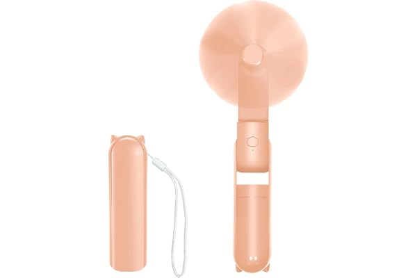 Jsdoin Mini Ventilateur Portable, Pliable Rechargeable Main USB Portatif Portable Ventilateur De Bureau, 3 Vitesses Avec Batterie Externe, pour Bureau, Extérieur (Rose)