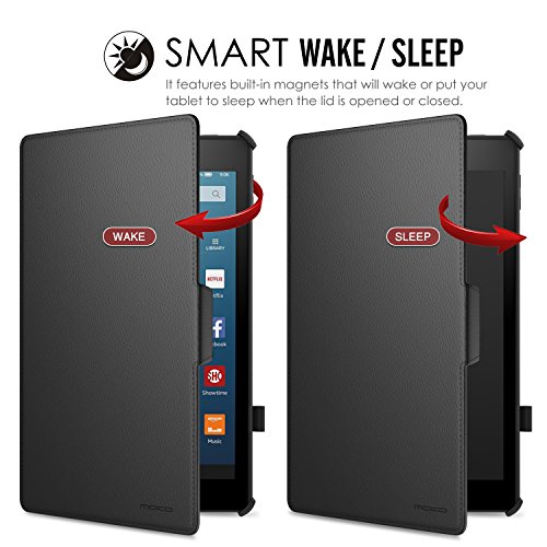 MoKo All-New Amazon Fire HD 8 2017 Hülle – Slim-Fit Multi-Winkel Kunstleder Tasche Smart Cover mit Auto Schlaf / Wach Funktion und Standfunktion für das neue Fire HD 8 2017 & Fire HD 8 2016 Modell, Schwarz - 6