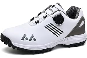 Adoff Chaussures de Golf Hommes Chaussures de Golf Hommes Cuir Chaussures de Golf Hommes antidérapant Design Confortable et Respirant avec Boucle pivotante