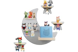 CYEEHXIN Estantería para toniebox Starter Set de figuras Tonie (diseño de luna y 3 estrellas), estantería de madera magnética compatible con caja de música Tonies, habitación infantil