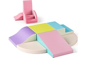 nmoiww Baby Foam Building Blocks, with Slide, Multiple Size Arches for Indoor Climbing, Large Building Blocks for Babies and Toddlers (Macaron color-6)