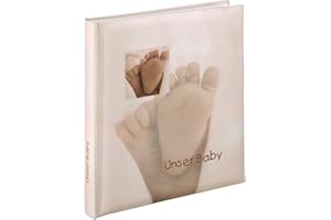 Hama Babyalbum Baby Feel (Fotoalbum mit 60 Seiten für 300 Fotos, Fotobuch für Kinderfotos, Album Format 29 x 32 cm) Sand