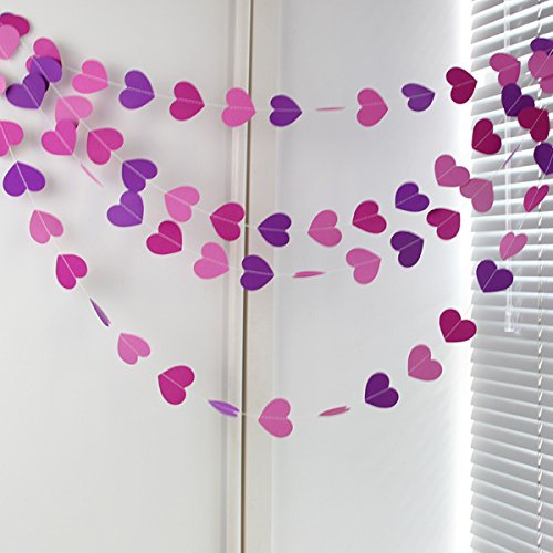 Cadillaps Herz Stern Wimpelkette Papier Party Hängedeko Hochzeits Dekoration Girlande 3m - 3