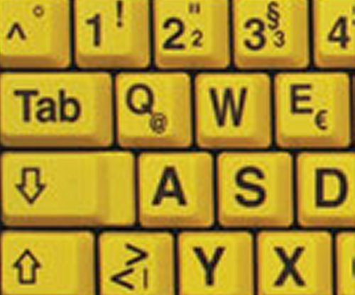 Deutsch Große Beschriftung (Großbuchstaben) Gelb Tastaturaufkleber mit Schwarzen Buchstaben - passend für jede Tastatur