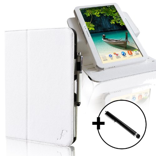 ForeFront Cases® Schutzhülle / Hülle für Samsung Galaxy Tab 3 10.1 - Ständer, Magnetverschluss, Auto Sleep/Wake-Funktion - Kunstleder - inkl. Eingabestift - Weiß