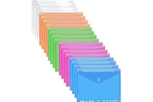 HIQE-FL 20Pcs Pochette Plastique Transparente A4,Pochette Plastique Classeur,Pochette pour Documents A4,Pochettes en Plastique avec Bouton,Porte-documents A4 (B)