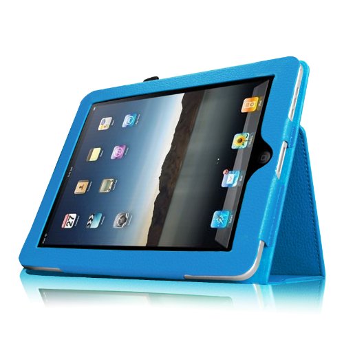 Fintie Apple iPad 1 Hülle Case Schutzhülle Etui Tasche – Folio Slim Fit Ständer Kunstleder Smart Cover mit Stylus Loop für iPad 1st Generation, Blau - 4