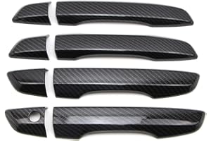 Dreamseek Door Handle Cover for 10th Gen Honda Civic 2016 2017 2018 2019 2020 2021 Sedan Hatchback Exterior Chrome Molding Trim Carbon Fiber Style (w/o Smart Keyhole)