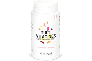 Nutripure | Multivitamines et Minéraux 21 Nutriments | Complément Alimentaire | Magnesium, Vitamine B12, Vitamine D, Zinc | Antioxydant, Cognitif, Vision | 60 gélules | 1 mois | Fabriqué en France