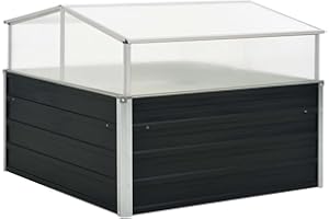 ‎VIDAXL vidaXL Gewächshaus Treibhaus Pflanzenhaus Gartenhaus Kasten Tomatenhaus Aufzucht Frühbeet Frühbeetkasten Anthrazit 100x100x77cm Verzinkter Stahl