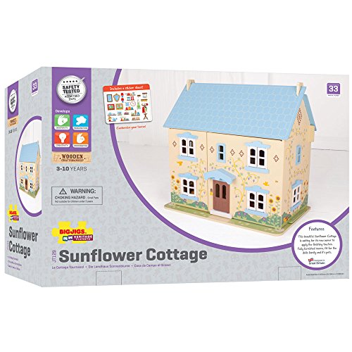 Bigjigs Toys Heritage Playset Sunflower Cottage - Wooden Doll House