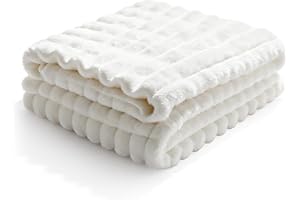 Gerbala Manta de Franela Blanca 150x200 cm – Manta Suave y Esponjosa con Textura de Corderoy, Plaid Cálido para Sofá y Cama, Ideal para Salón y como Cobijas de Invierno