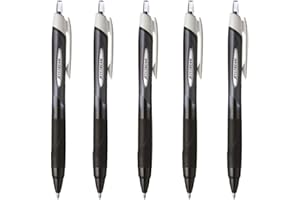 MITSUBISHI uni-ball Jetstream RT Retractable Roller Ball Pens Rubber Grip 1.0mm Black Ink Value Set of 5