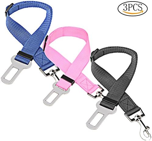 3 Pack Pet Seat Belt, Sicai Dog Cat Car Safety Seat Belt Harness Adjustable Leads Harness for Cars Vehicle