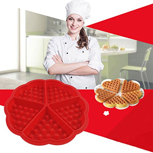 Preisvergleich Produktbild Backform in Herzform, 5 Löcher, Waffelform, Silikonform
