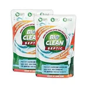 Bioclean Septic Tank Cleaner | Odour Removing Effective Bacteria Powder | Reduces Sludge Build-up | Easy to use | Safe for all pipes and drains | Eco-Friendly | Available in Pack of 2 (500 gm)