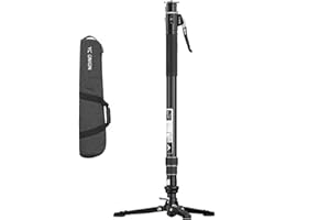 EACHSHOT YC Onion Pineta Pro Monopié de Fibra de Carbono con Base de Pedal, monopié de Viaje con Soporte de luz y Placa de liberación rápida para cámaras DSLR, Carga máxima de 5 kg