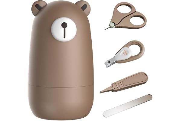 PAPABEAR Set de Coupe-Ongles pour bébé avec étui Mignon, Set de Limes à Ongles pour la manucure et la pédicure des Nouveau-nés, Cadeau pour la Nouvelle Maman