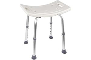 Ez2care Non-Slip Shower Stool – Adjustable Lightweight Rust-Free Aluminium Bath Chair for Elderly, Disabled, Pregnancy, Post Surgery, 37.5 to 49.5 cm Height, 136 Kg Capacity
