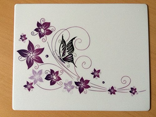 Mousepad Schmetterling auf Blume 24 x 19 cm lila/weiß