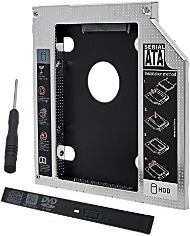 Xuheng For Channel SATA 2nd HDD HD Hard Drive Caddy Case for 12.7mm Universal Laptop CD DVD-ROM Optical Bay Support 2.5" SATA 1 2 3 HDD SSD for DELL TOSHIBA ACER ASUS HP SONY