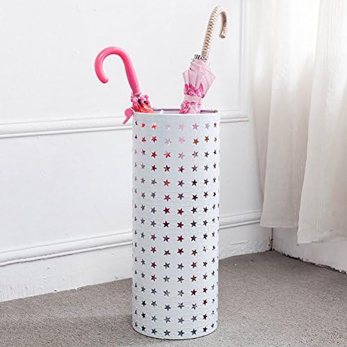 Umbrella Stands WSSF Iron Art Round Free Standing Umbrella Bucket European Fashion Metal Carved Long/Short Umbrella Rack Household Canes/Walking Sticks Stand Storage Holder,20*50cm (Color : White)