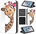 Price comparison product image Coverfix Premium Samsung Galaxy A5 (Model 2017) A520 Flip Cover Synthetic Leather Flip Case Mobile Phone Cover 457 Giraffe Animiert Schleife Pink