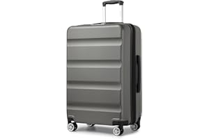 KONO Koffer Trolley Groß Erweiterbares Hartschalengepäck Leichte Koffer XL mit TSA-Schloss und 4 Doppelspinnrollen ideal für Reisen und Business 75x47.5x29.5cm, Grau