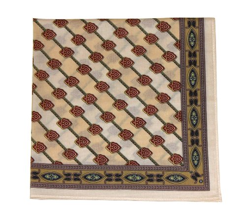 New Cotton Handkerchief / Pocket Square - Beige Shield