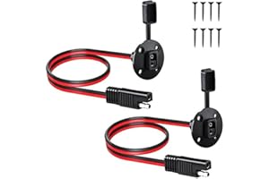 Leehitech 2×0.3M SAE to SAE 2 Pin Extension Cable, 12AWG Power Cable Socket, Waterproof Sidewall Port, Plug Quick Connect Wire for Motorcycle, Solar Generator, Car Battery + 8 Screws